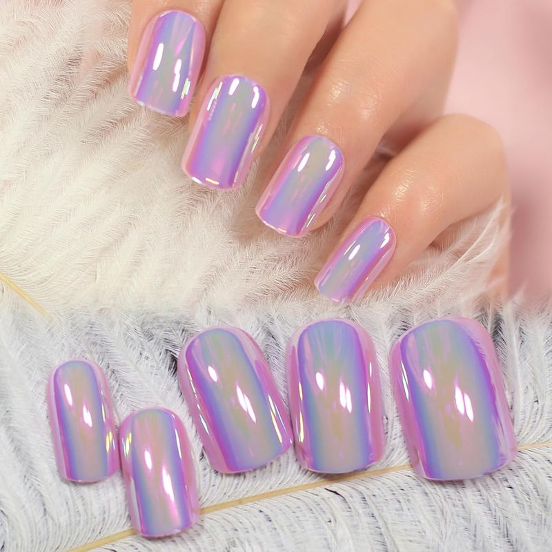 PRESS ON NAILS - METALLIC WHITE