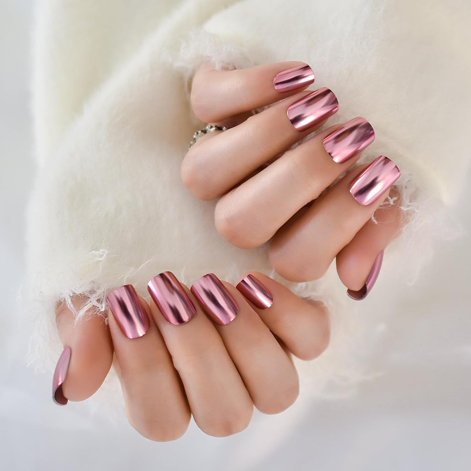PRESS ON NAILS - METALLIC PINK