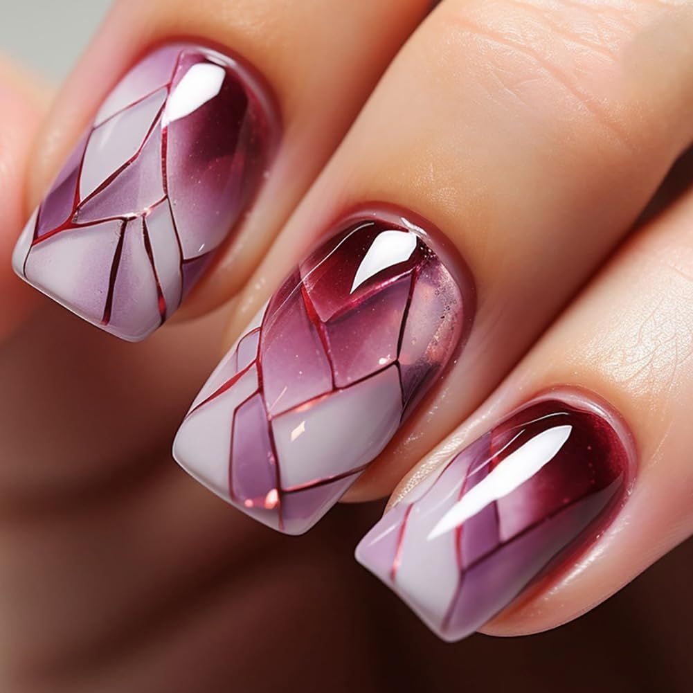 PRESS ON NAILS -BROKEN GLASS PURPLE