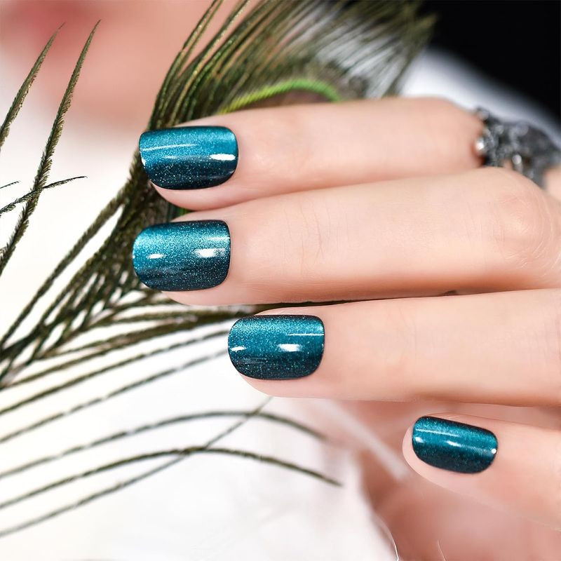 PRESS ON NAILS - GLITTER TEAL
