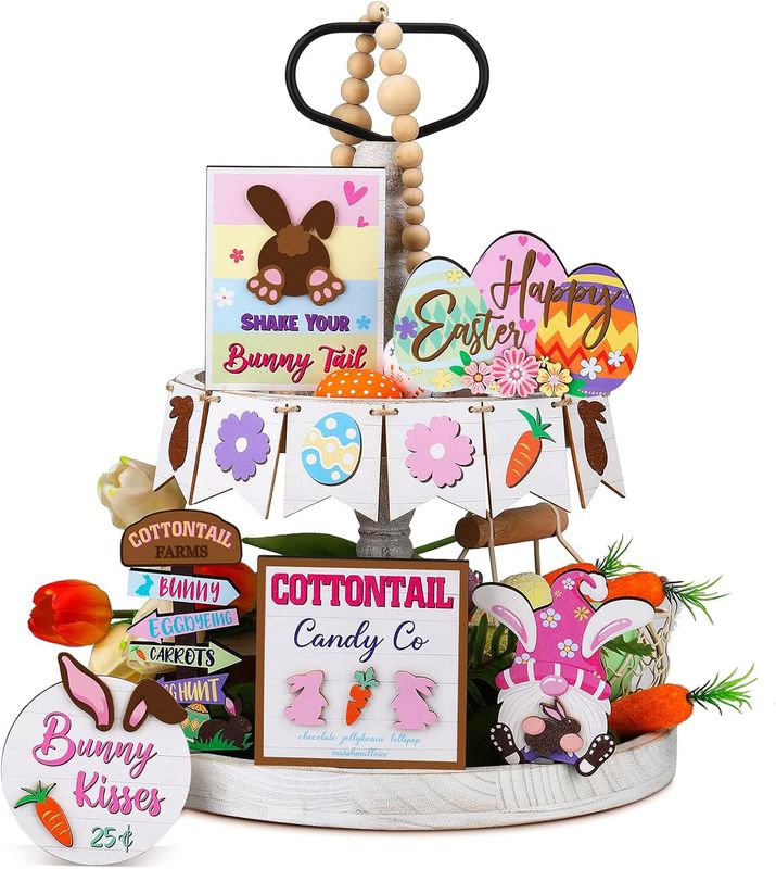 TIERED TRAY DECOR SET - COTTONTAIL CANDY COMPANY 12 PIECE SET