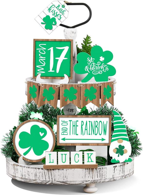 TIERED TRAY DECOR SET - ST. PATRICK&#39;S DAY 12 PIECE SET