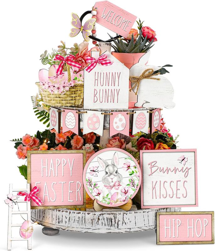 TIERED TRAY DECOR SET -  HONEY BUNNY 11 PIECE SET