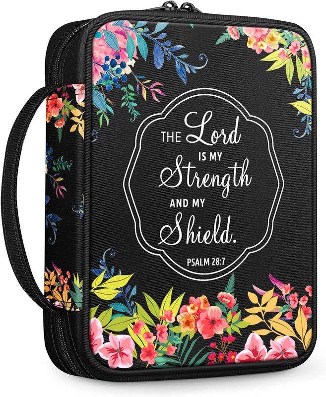 Bible Cover - The Lord Is My Strength and Shield- BLACK