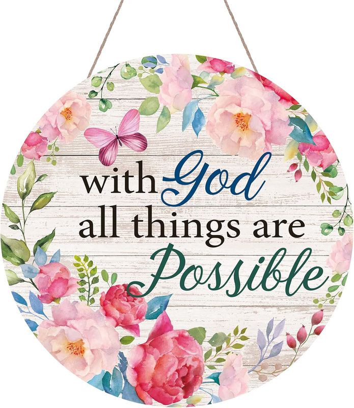 WOODEN DOOR HANGER - WITH GOD ALL THINGS ARE POSSIBLE