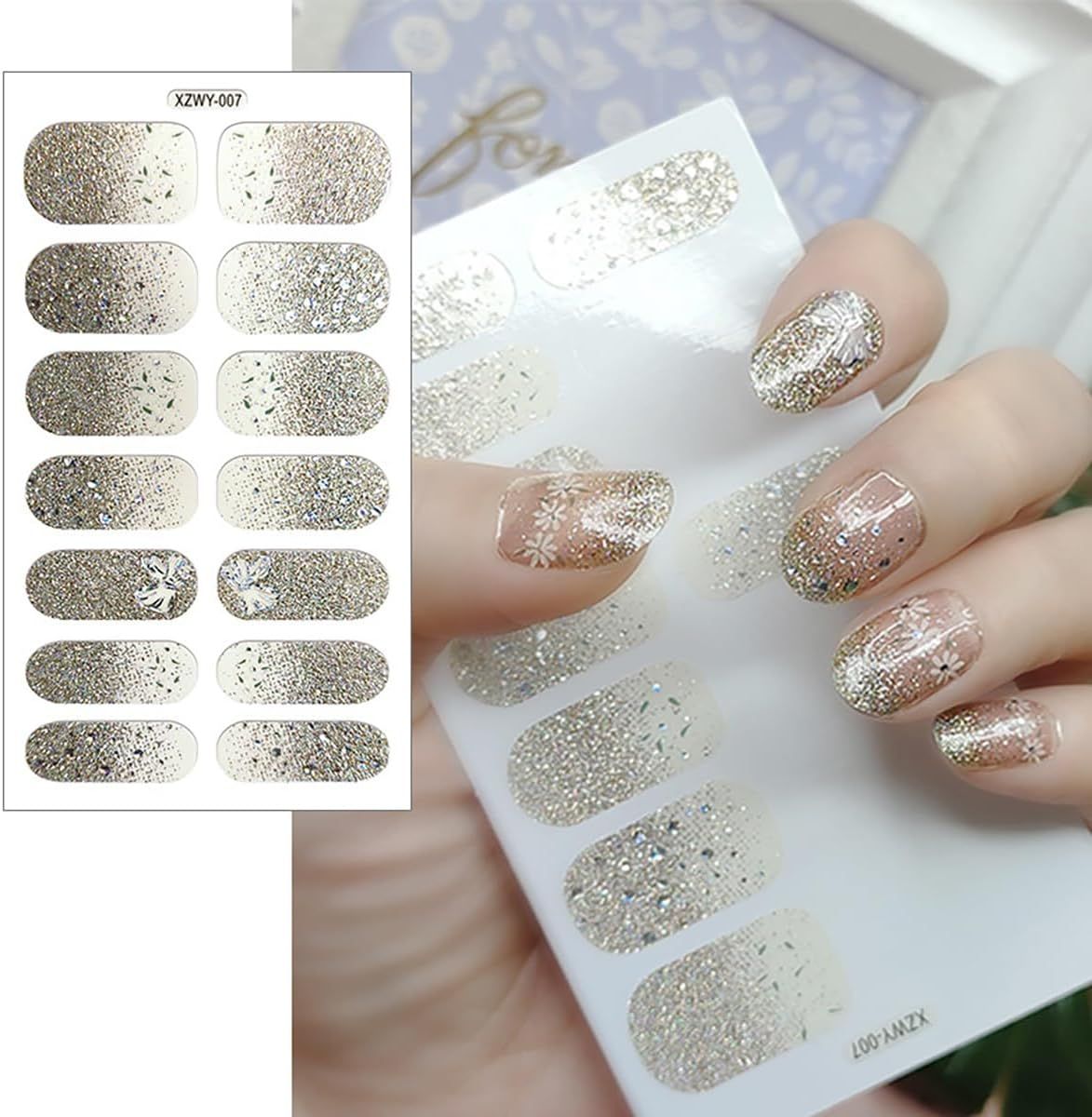 NAIL WRAPS - NATURAL with APPLIQUE