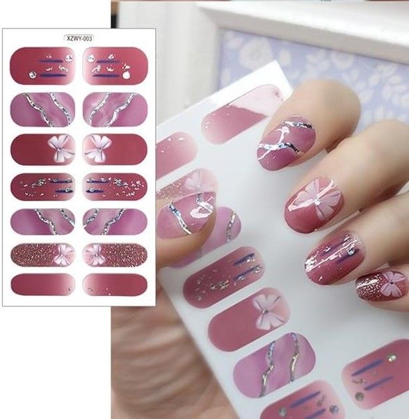 NAIL WRAPS - LAVENDER with APPLIQUE
