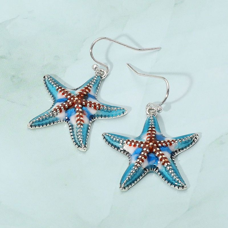Enamel Starfish Dangle Earrings