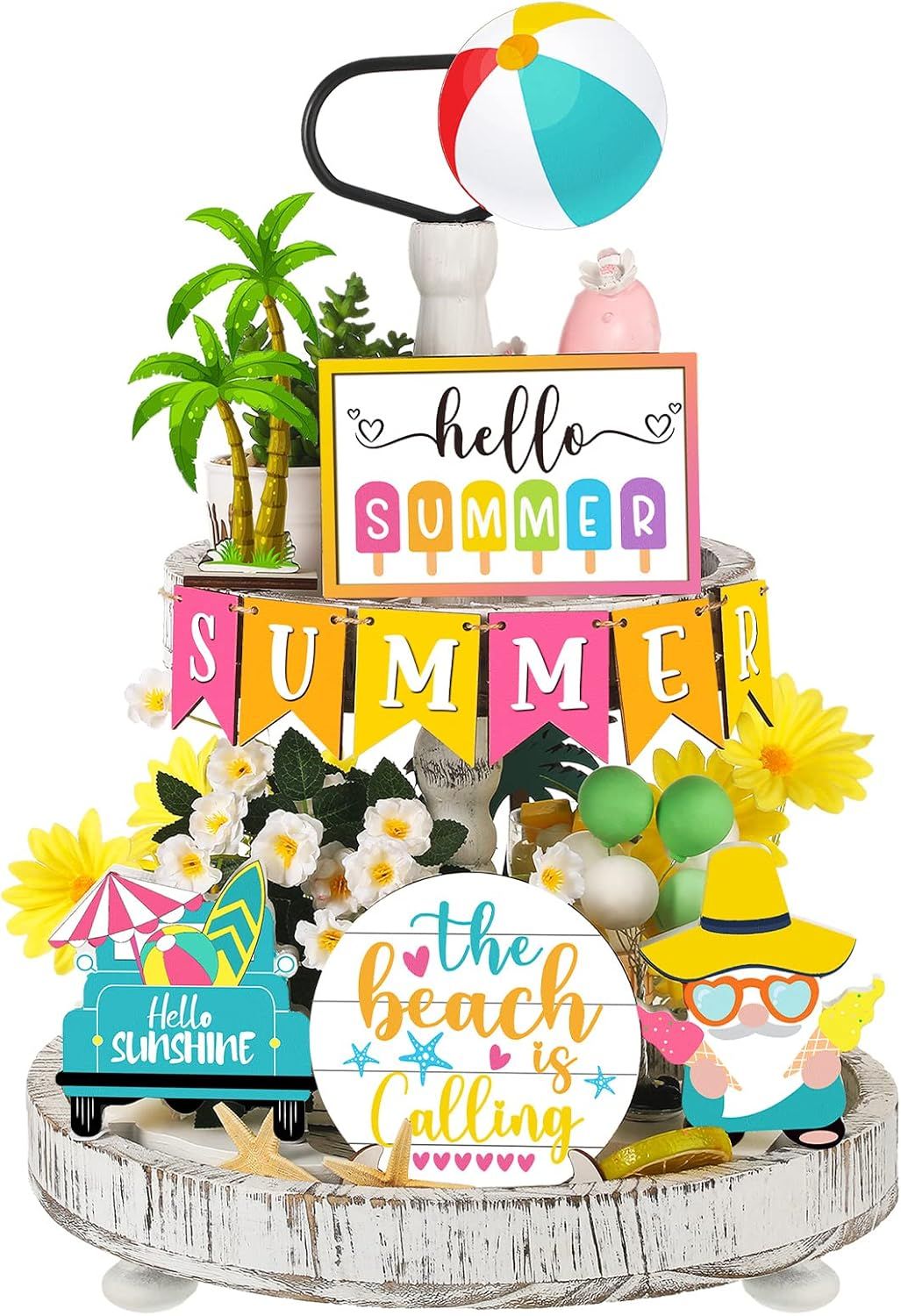 TIERED TRAY DECOR SET - HELLO SUMMER 12 PIECE SET