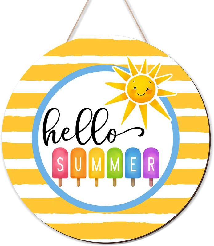 WOODEN DOOR HANGER - HELLO SUMMER POPSICLES