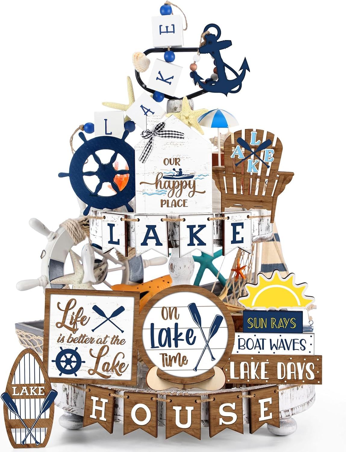 TIERED TRAY DECOR SET   - HAPPY PLACE LAKE  25 PIECE SET