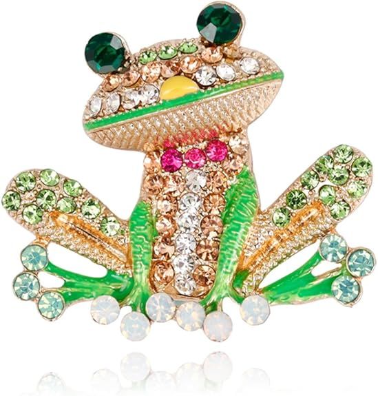 FRIENDLY FROG RHINESTONE BROOCH
