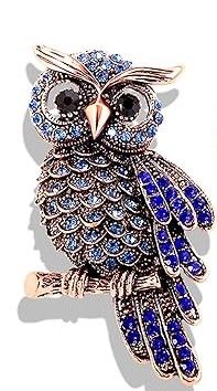 RHINESTONE OWL BROOCH