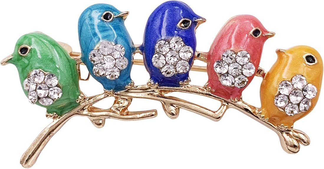 ENAMEL COLORFUL BIRDS BROOCH