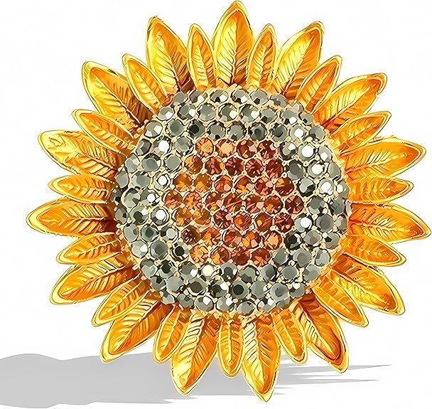 RHINESTONE SUNFLOWER BROOCH