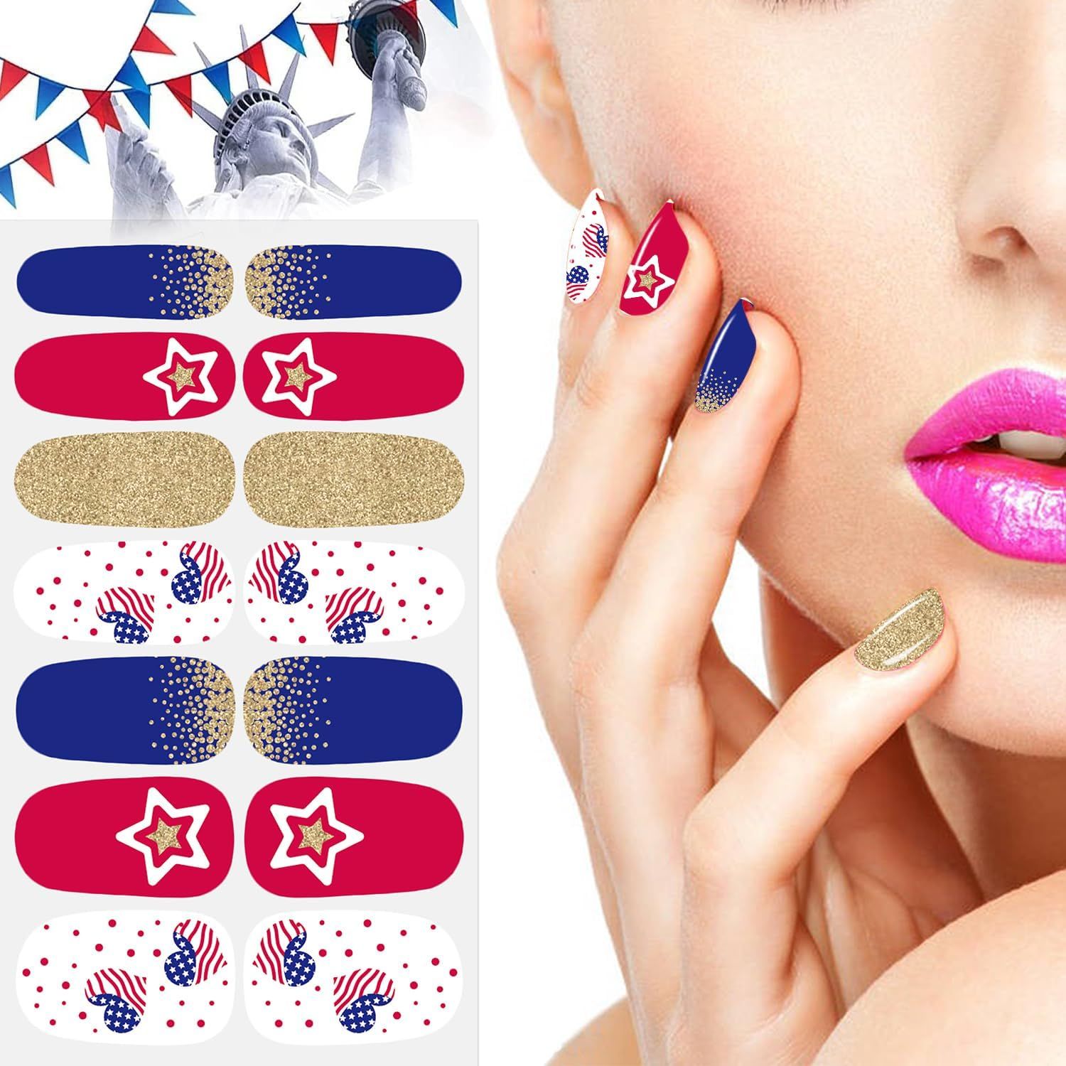 NAIL WRAPS - AMERICANA GLITZ