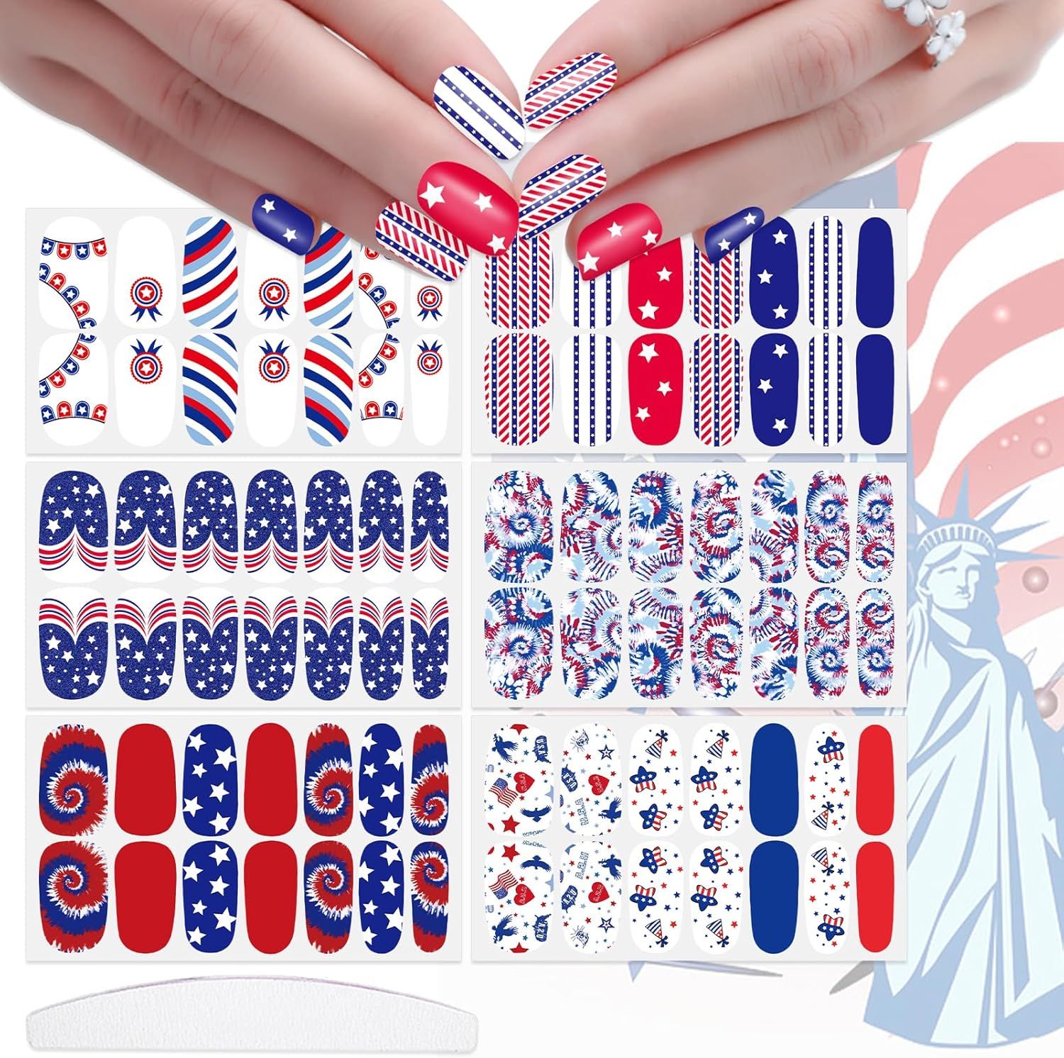 NAIL WRAPS - STAR SPANGLED 6 PACK SET