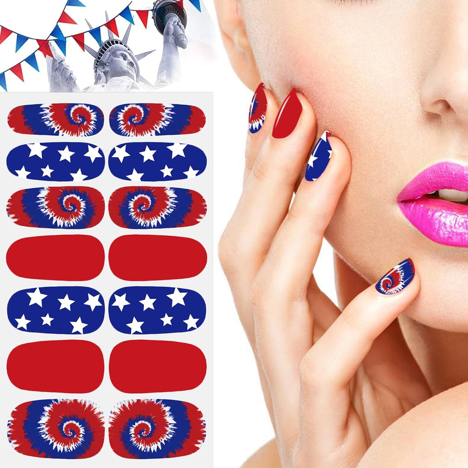 NAIL WRAPS - TIE DYE PATRIOT