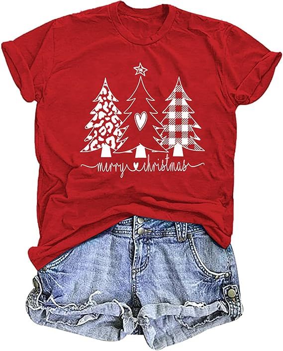 GRAPHIC TEE - RED CHRISTMAS TREES