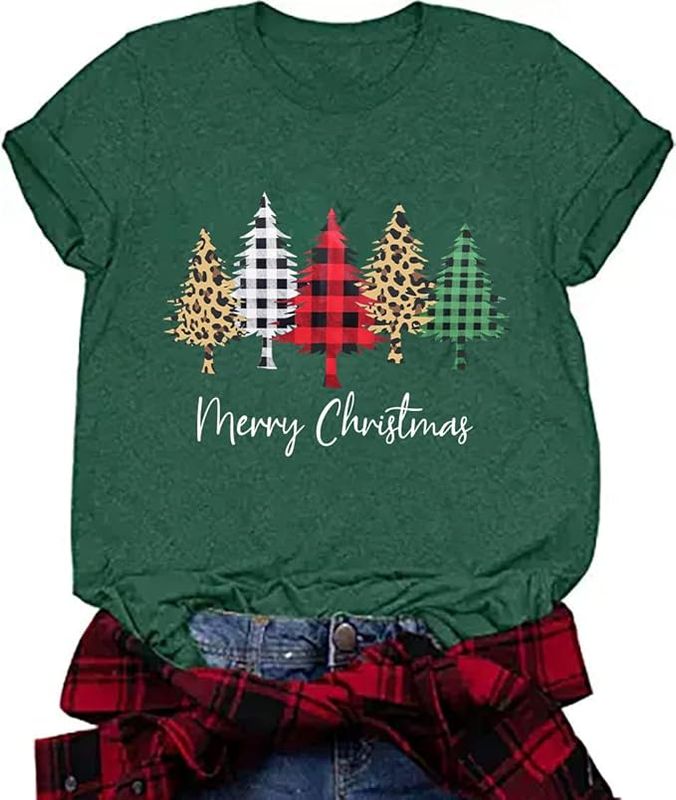 GRAPHIC TEE - PLAID TREES GREEN