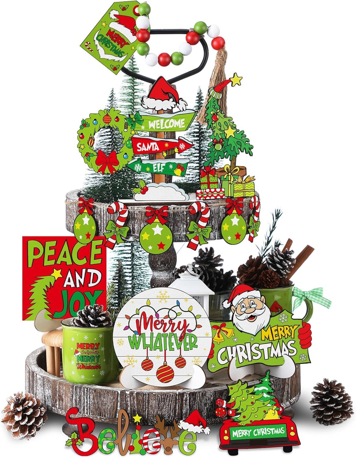 Tiered Tray Decor Set- GRINCH 19 Piece Set