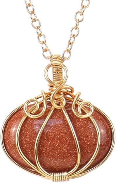 Natural Quartz Stone Goldstone Pendant Necklace