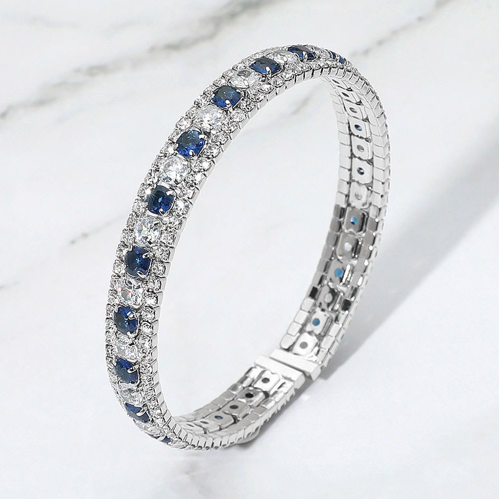 Rhinestone Embellished Adjustable Evening Bracelet - SAPPHIRE