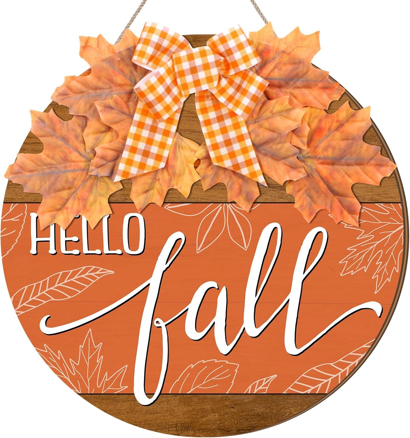 Wooden Door Hanger Wreath- HELLO FALL