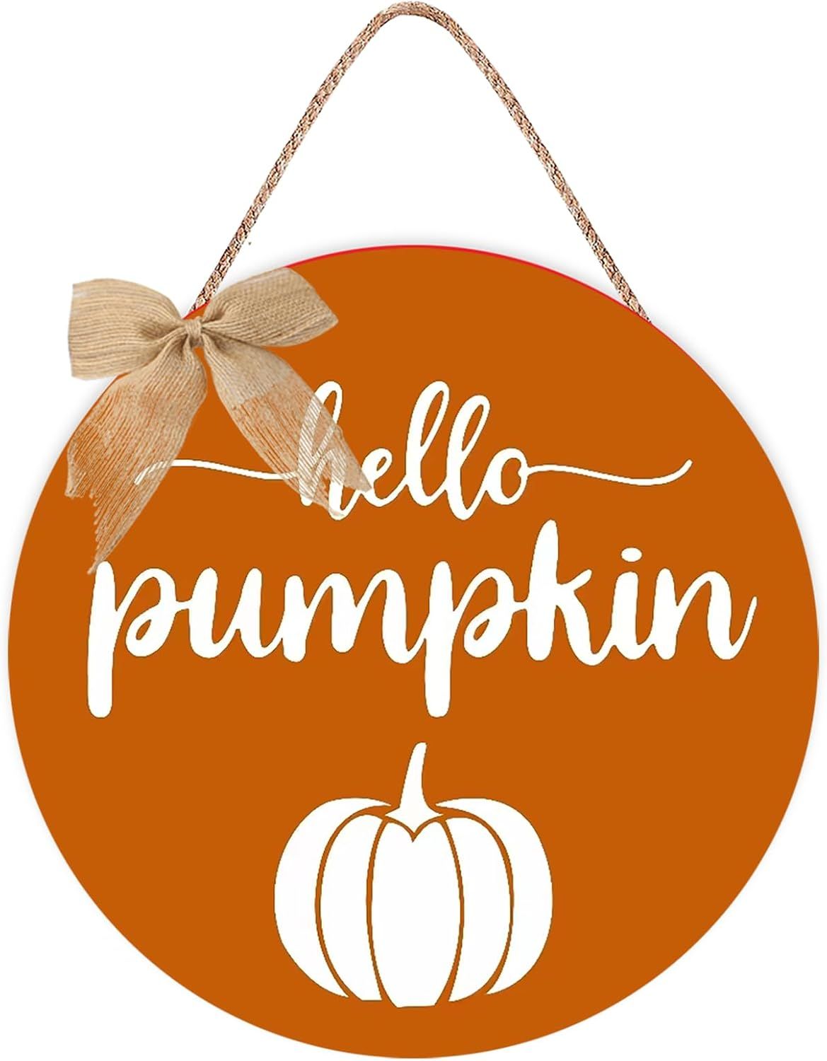 Wooden Door Hanger Wreath- HELLO PUMPKIN