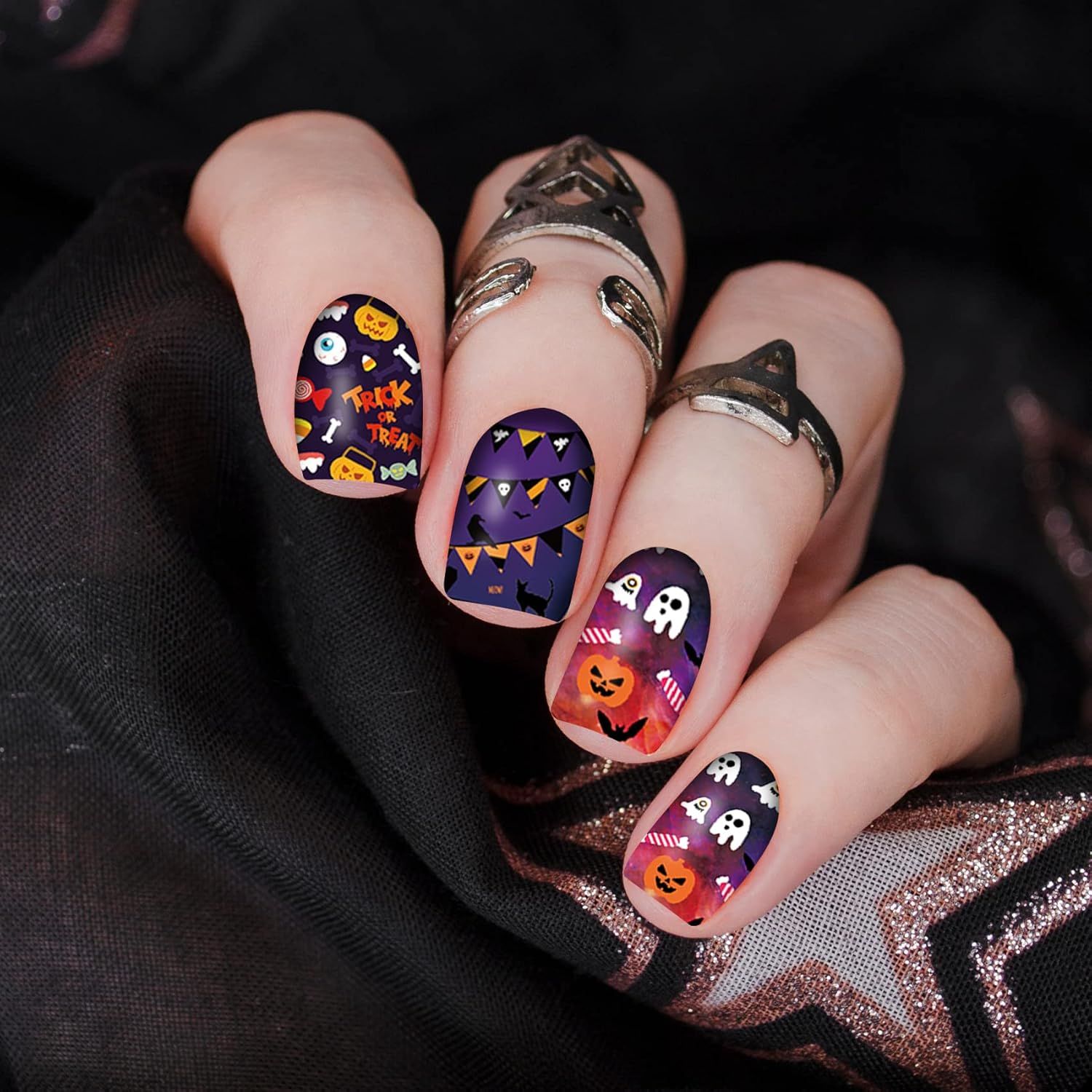 FALL NAIL WRAPS - TRICK OR TREAT