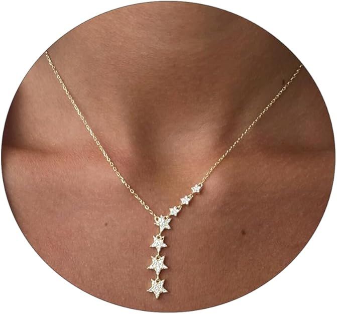 OH MY STARS Crystal Dainty Star Necklace - GOLD