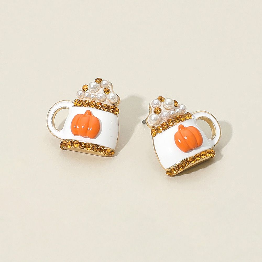 Pumpkin Drink Mug Stud Earrings