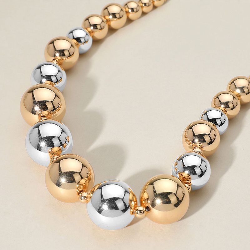 Chunky Metal Ball Beaded Necklace - GOLD/SILVER