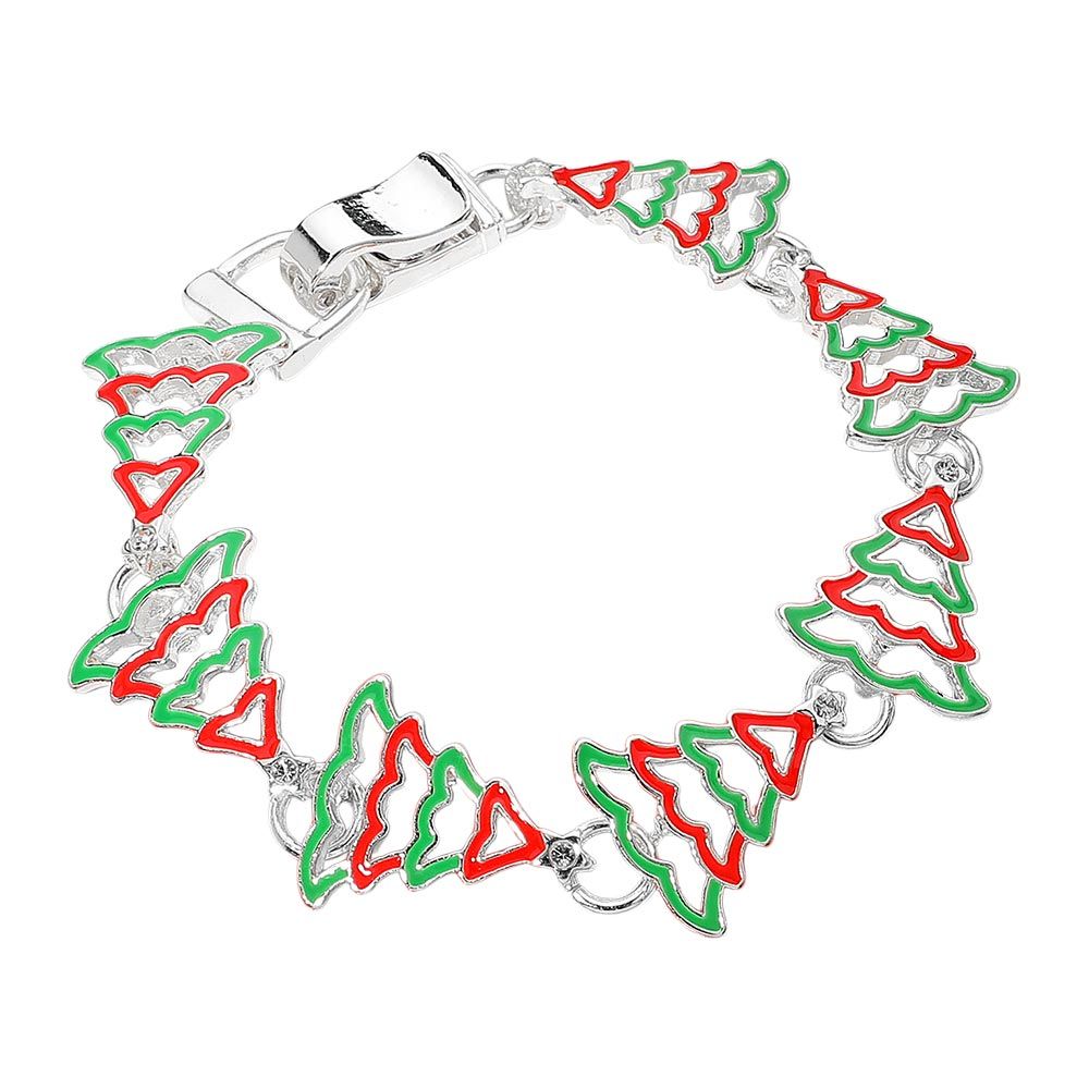 Enamel Christmas Tree Link Magnetic Bracelet