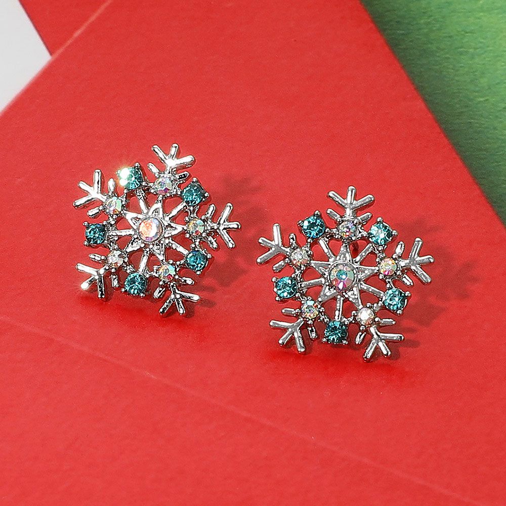 Rhinestone Paved Snowflake Stud Earrings