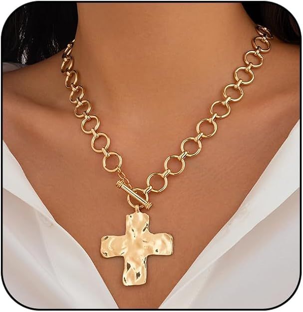 Gold Chunky Cross Necklace