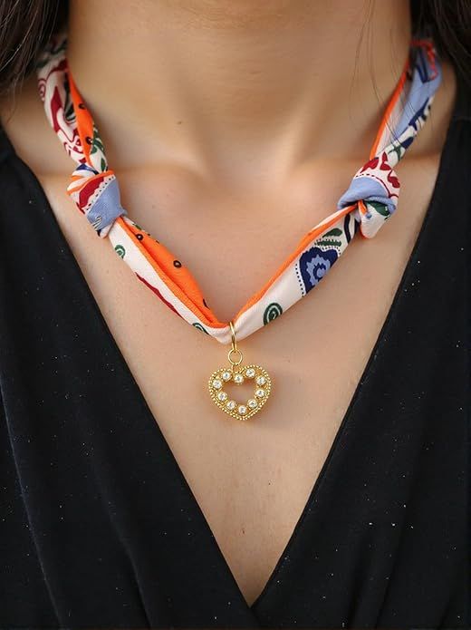 SCARF NECKLCE with CHARM - CROSS