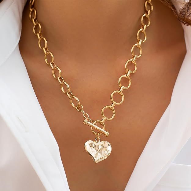 Gold Chunky Heart Necklace