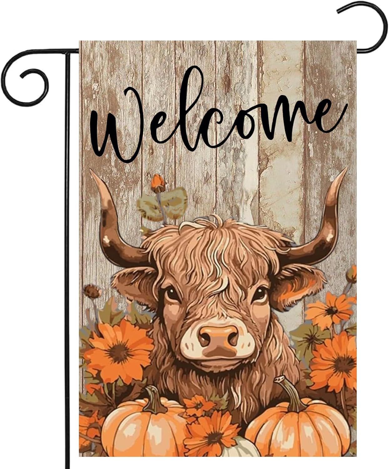 Hello Fall Garden Flag - HIGHLAND COW