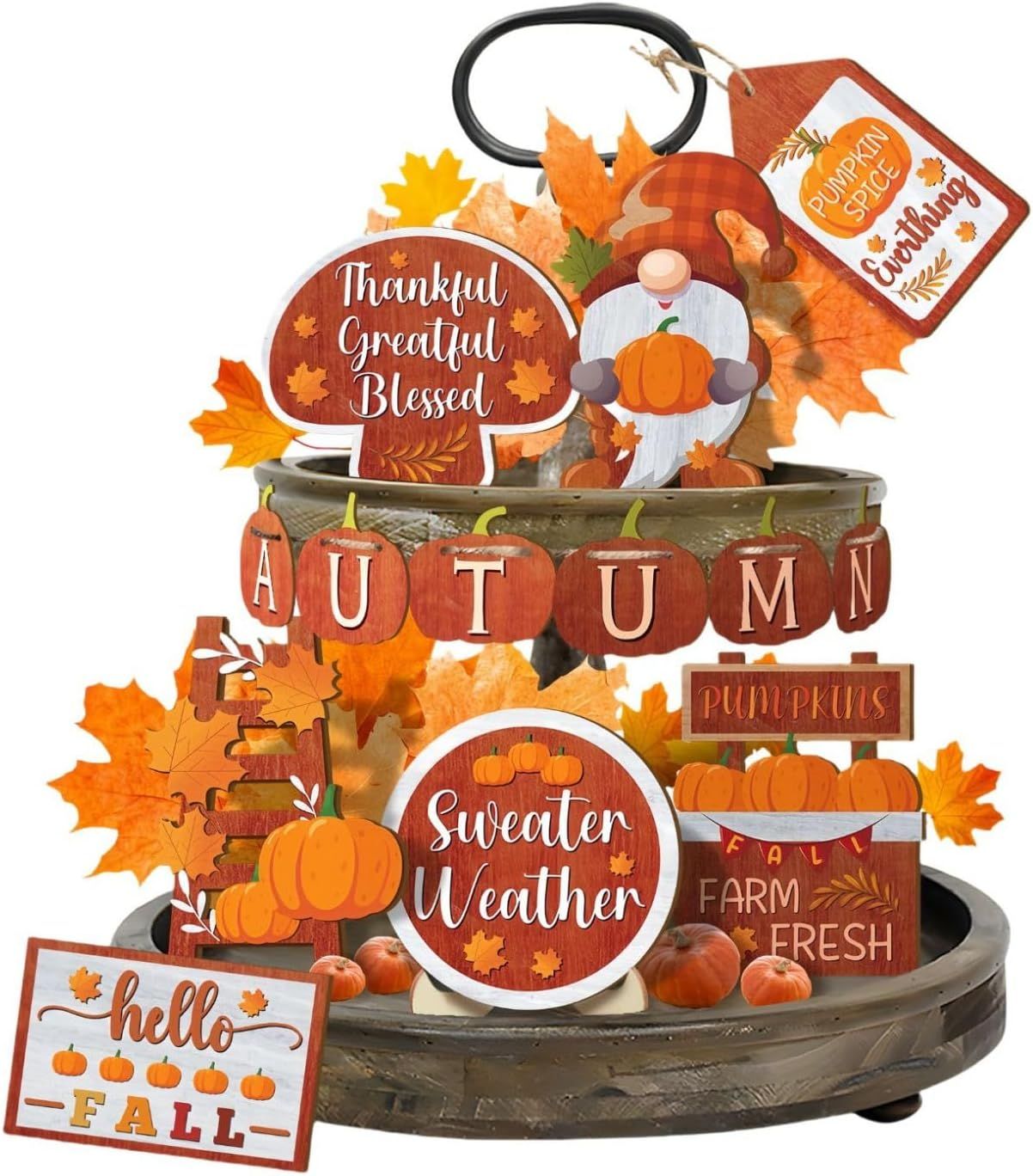 TIERED TRAY DECOR SET - SWEATER WEATHER 15 PIECE SET