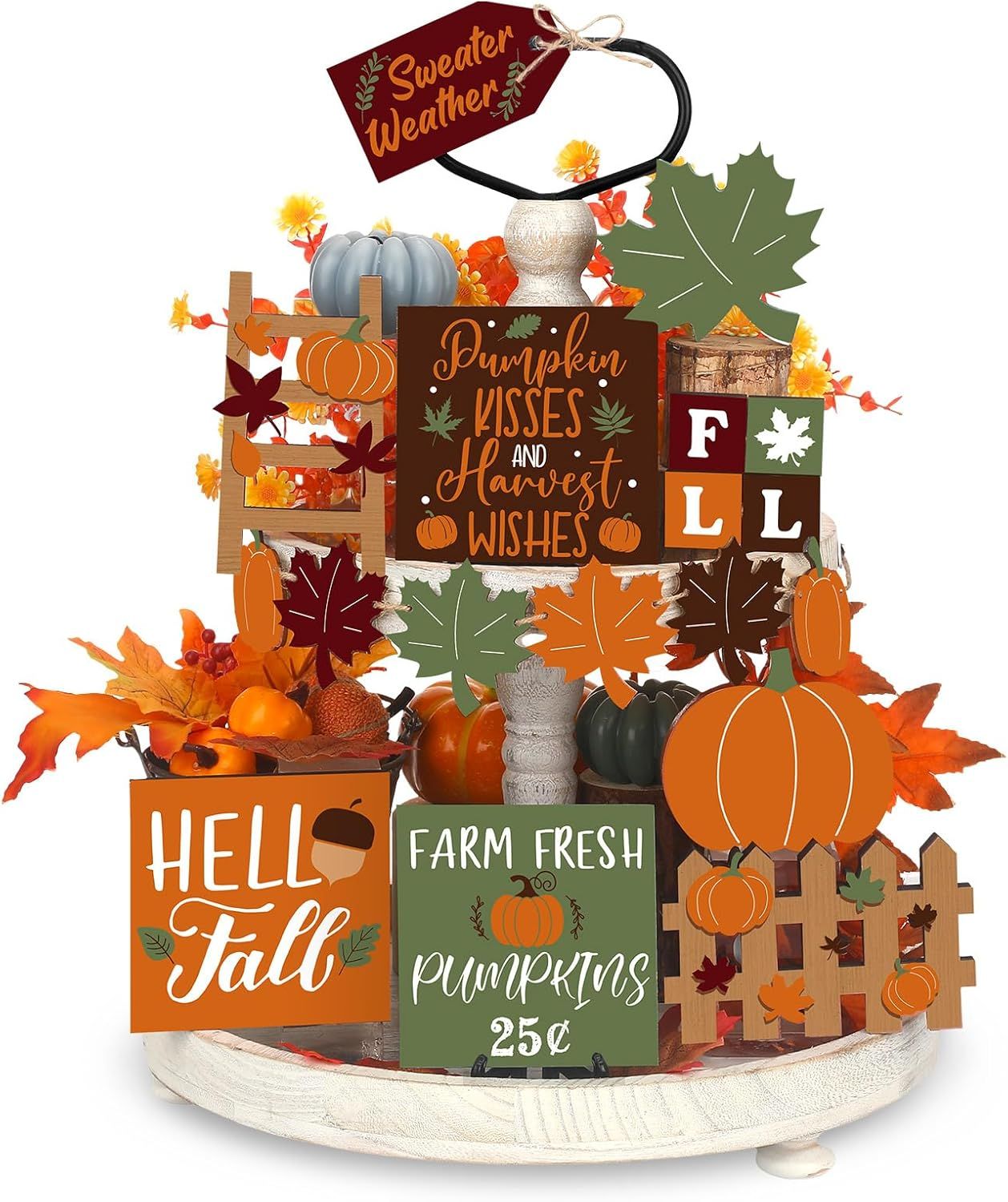 Tiered Tray Decor Set -   FARM FRESH PUMPKINS  15 Piece Set