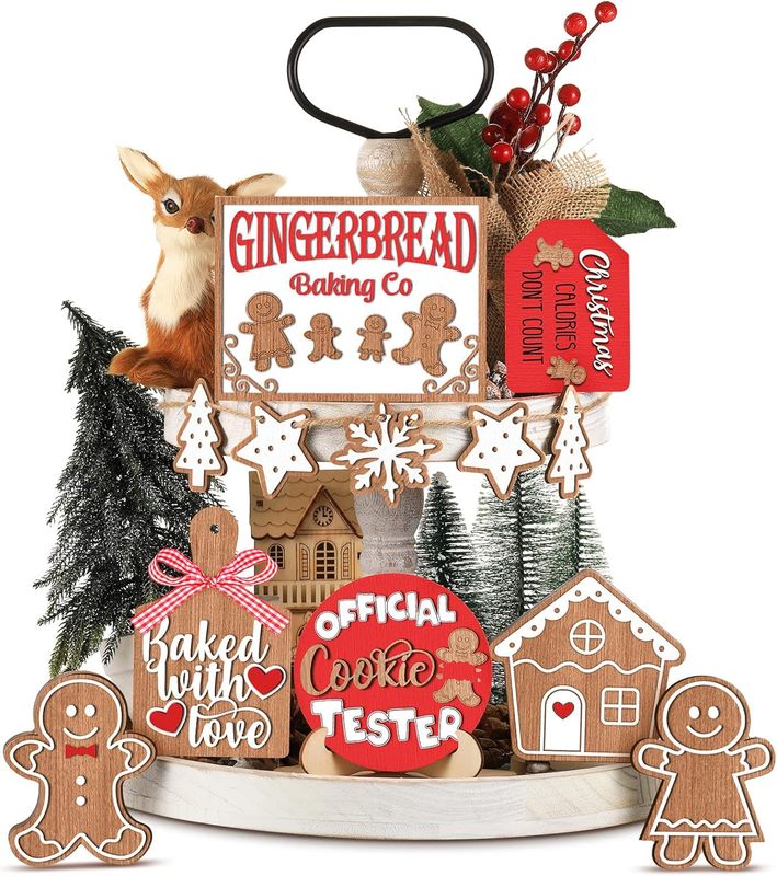TIERED TRAY DECOR SET -GINGERBREAD BAKING COMPANY 12 PIECE SET