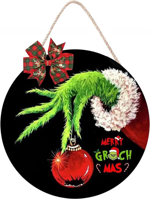 WOODEN DOOR HANGER - MERRY GRINCHMAS
