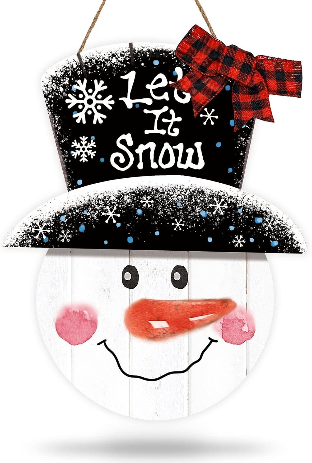 WOODEN DOOR HANGER - SNOWMAN LET IT SNOW