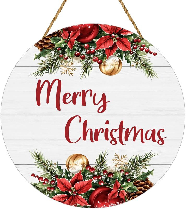 WOODEN DOOR HANGER - MERRY CHRISTMAS