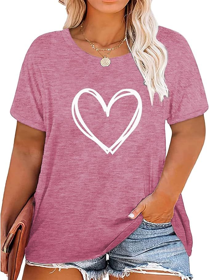 GRAPHIC TEE -  VALENTINE&#39;S DAY WHITE HEART on PINK