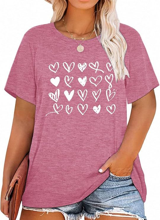GRAPHIC TEE - VALENTINE'S DAY MULTIPLE HEARTS on PINK