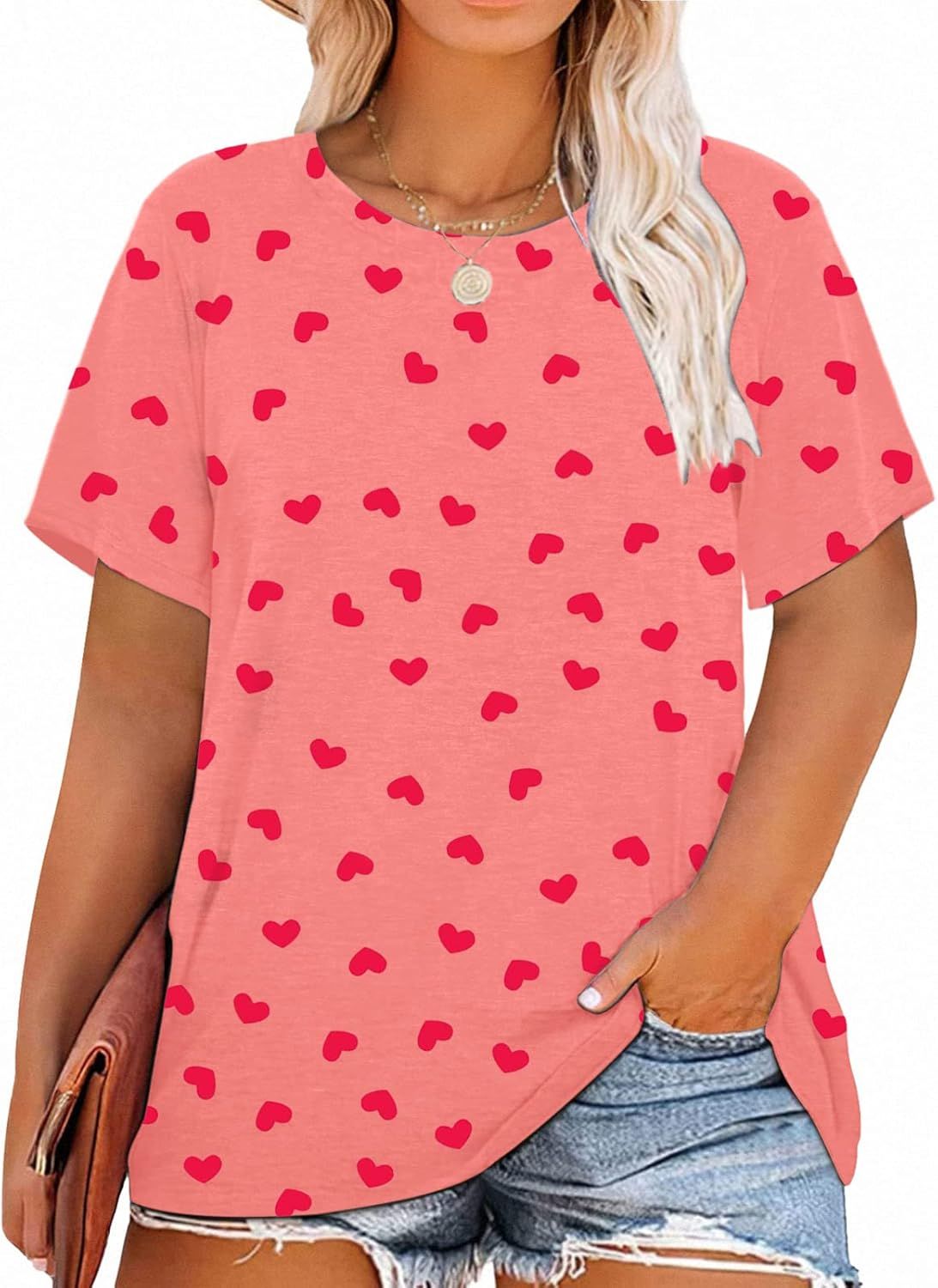 GRAPHIC TEE - VALENTINE'S DAY PINK MULTIPLE HEARTS