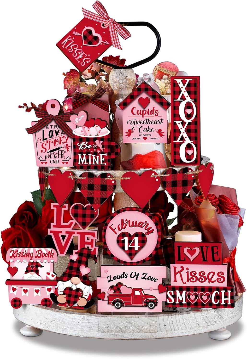 Tiered Tray Decor Set -    20 PIECE SET - PLAID