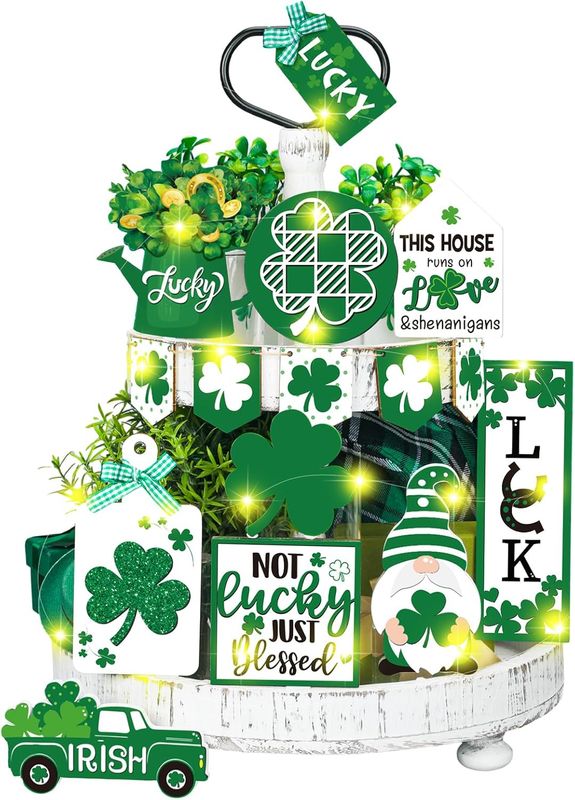 Tiered Tray Decor Set -   15 PIECE SET- NOT LUCKY JUST BLESSED